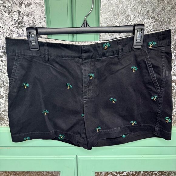 Jones & Co. Jones New York Black Palm Tree shorts. Size 8 Embroidered palm trees - Picture 2 of 8